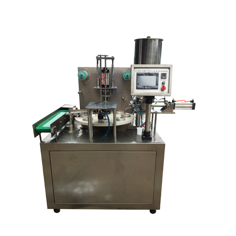 Máquina de selagem de enchimento de copo tipo rotativo com filme de rolo para pasta